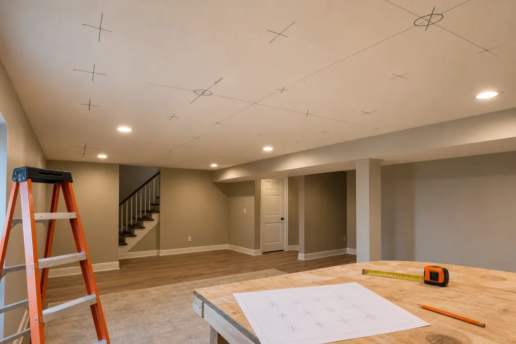How to Install Recessed Lights in a Basement